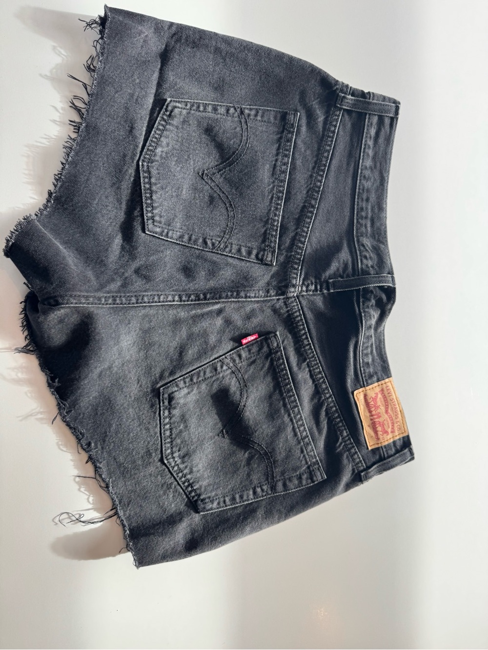 Black Denim Levi 501 Cutoff Shorts